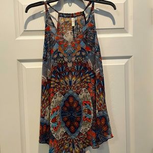 Evereve Peacock Print Top Tyche Size Large